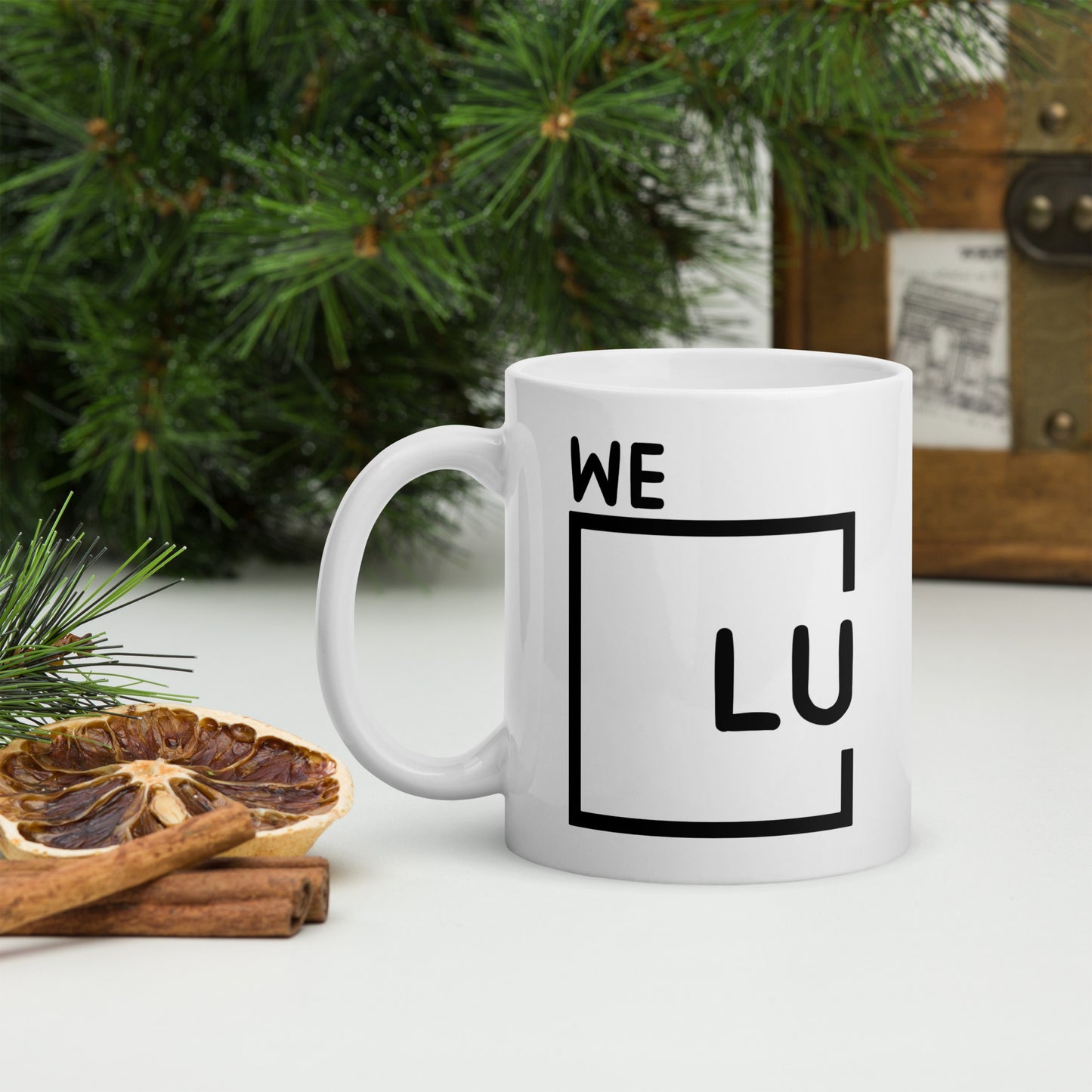 WLU White Glossy Mug - Black Logo