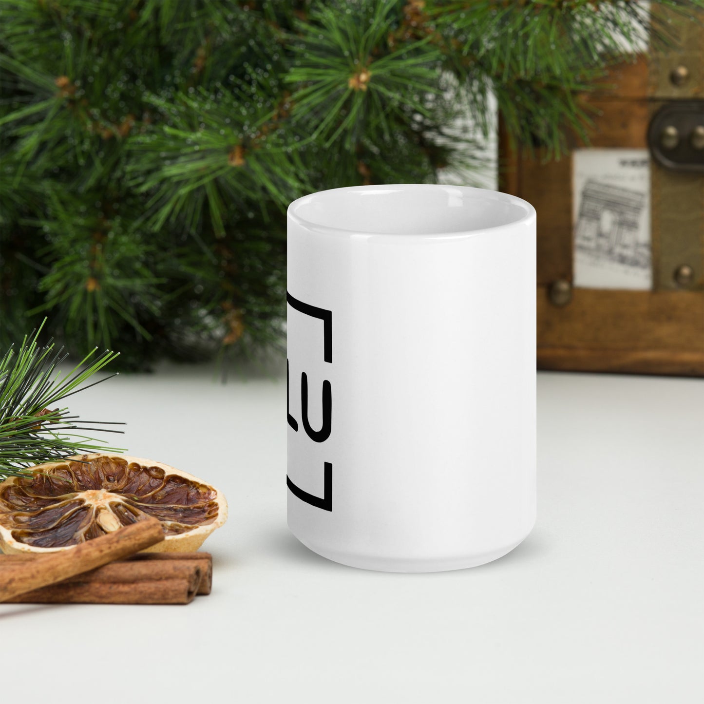 WLU White Glossy Mug - Black Logo