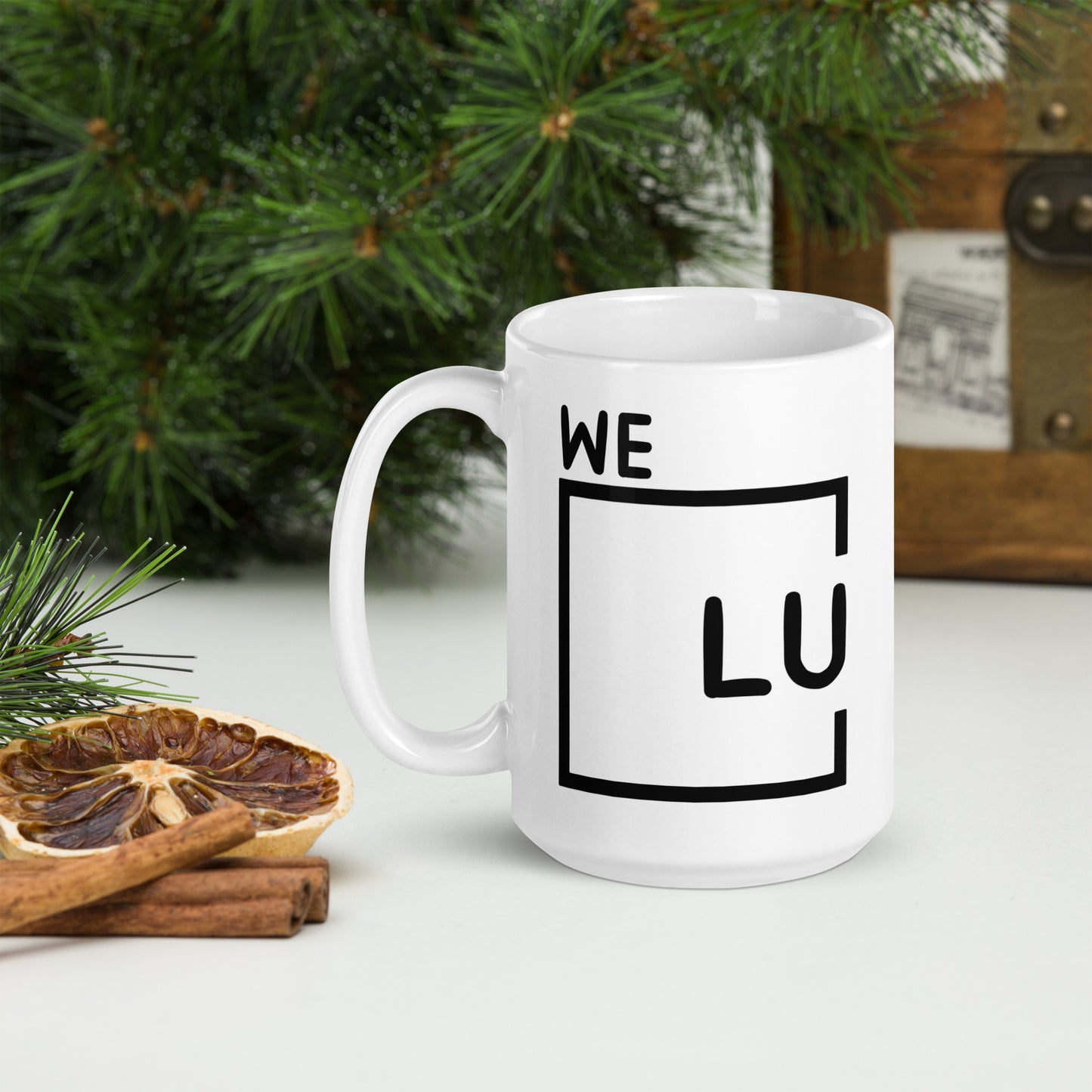 WLU White Glossy Mug - Black Logo